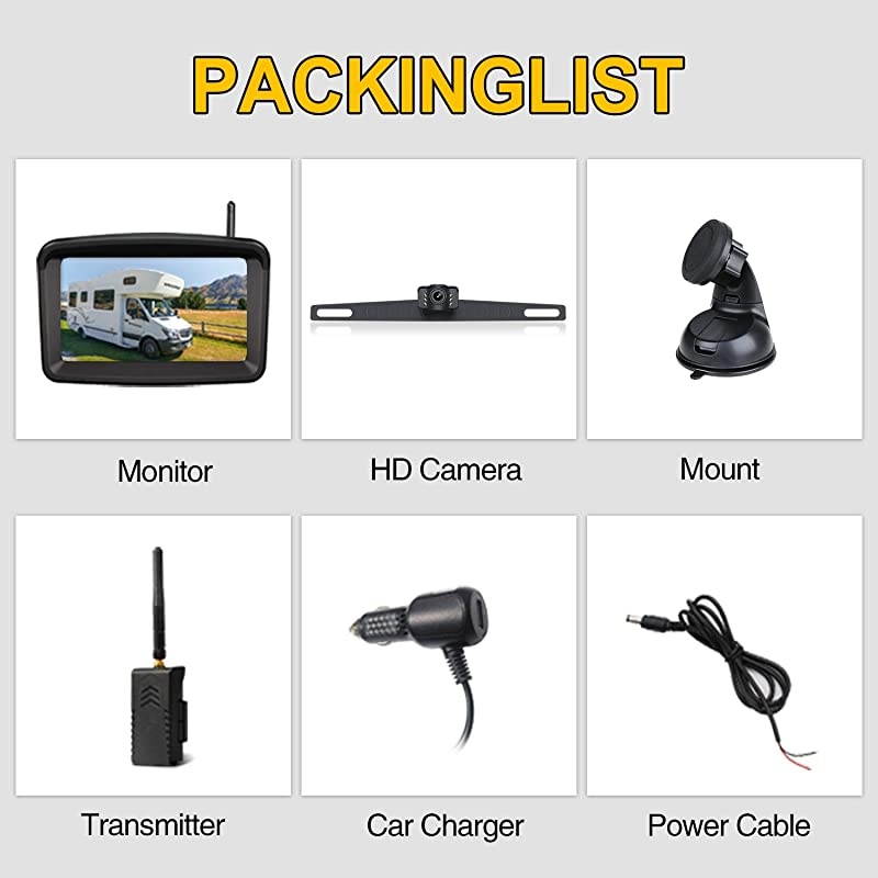 Backup Camera with 5quot Monitor for CarPickupSemi Box TruckSedanRvVanCamper Rearview License Plate HD Digital Signal Reverse Backing Up Cam Night Vision Waterproof Rear View for Reversing