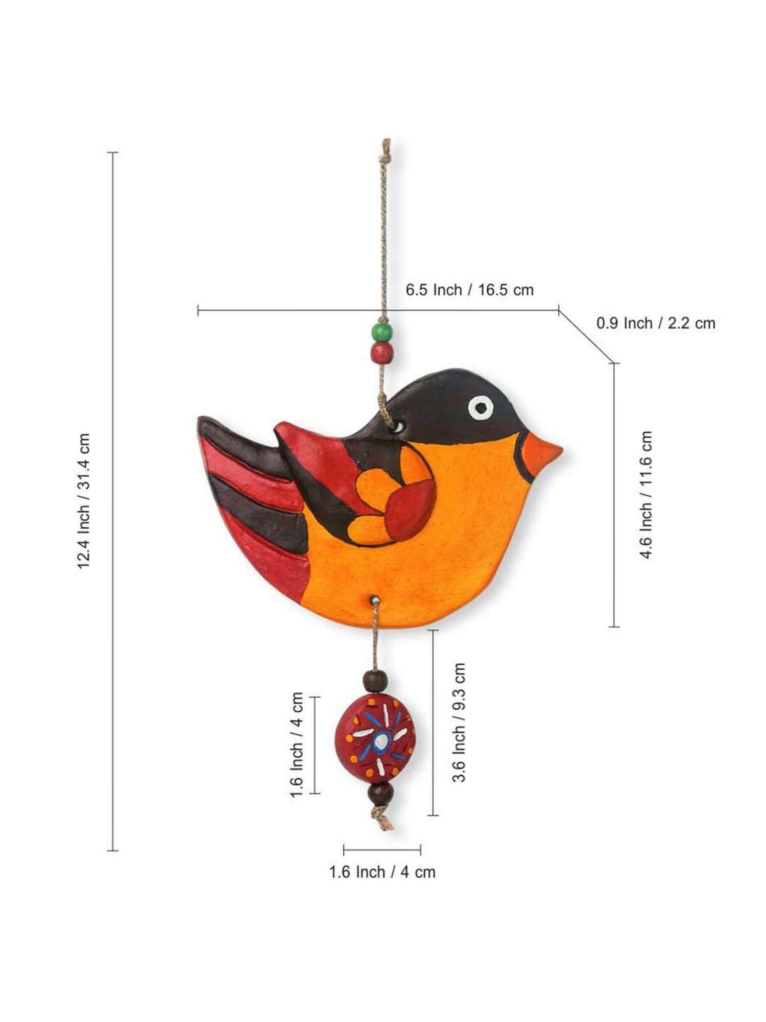 ExclusiveLane 'Feathered Sparrows' Handmade & Hand-painted Garden Decorative Terracotta Wall Hanging