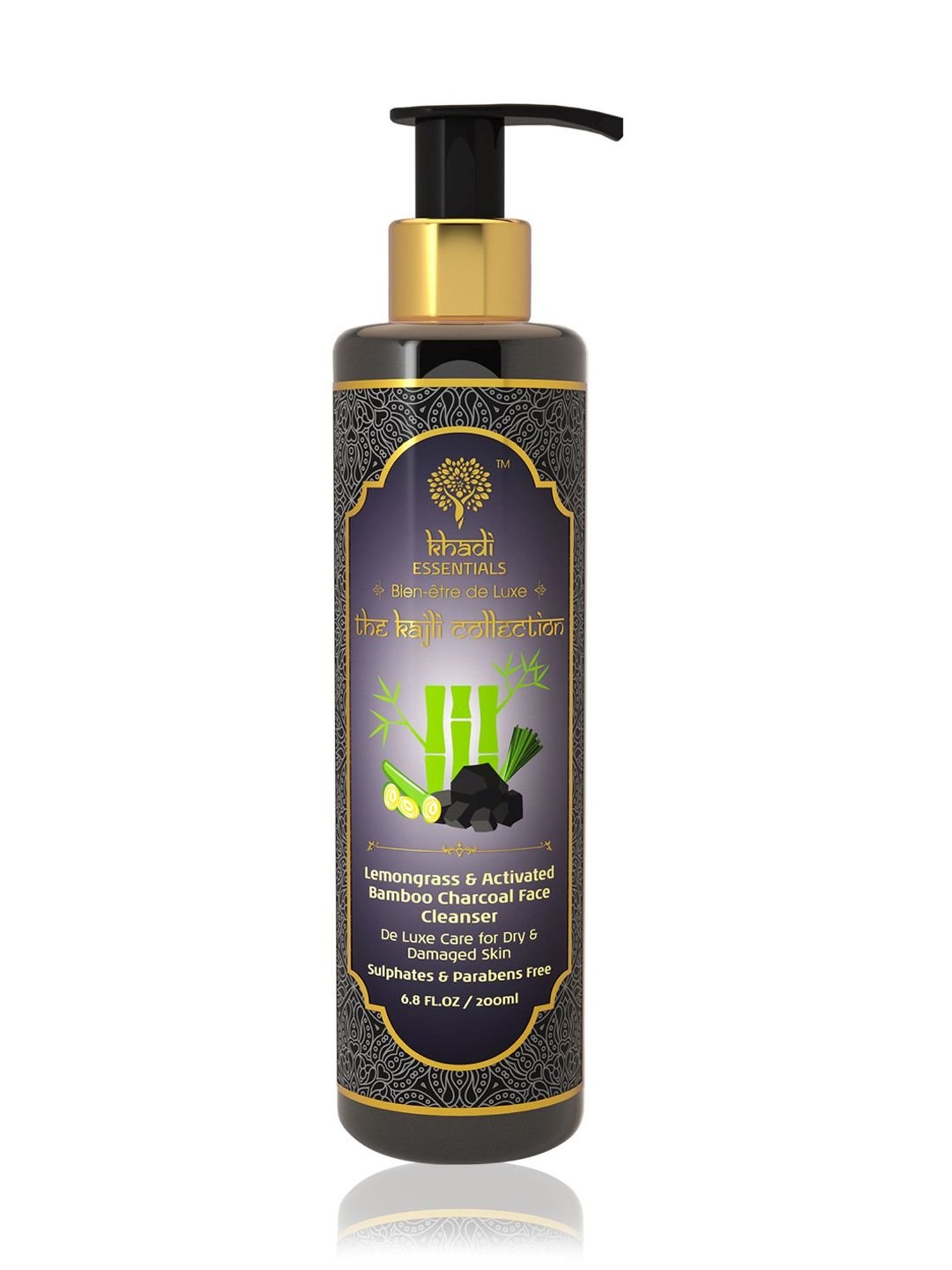 Khadi Essentials Emongrass & Activated Charcoal Face Cleanser - 200 ml