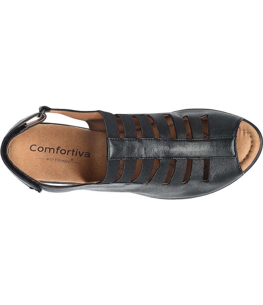 Comfortiva Faye Leather Block Heel Sandals