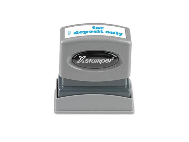 Xstamper ECO-GREEN 1333 Title Message Stamp, for DEPOSIT ONLY, Pre-Inked/Re-Inkable, Blue