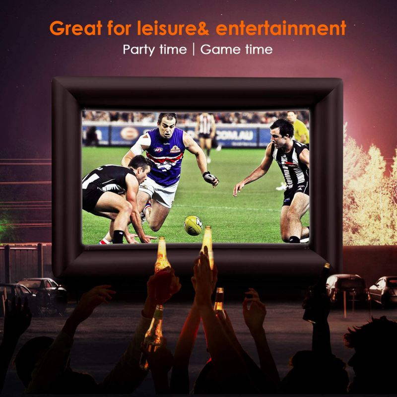 Jumbo 16 Feet Inflatable Outdoor and Indoor Theater Projector Screen - Includes Inflation Fan, Tie-Downs and Storage Bag - Supports Front and Rear Projection