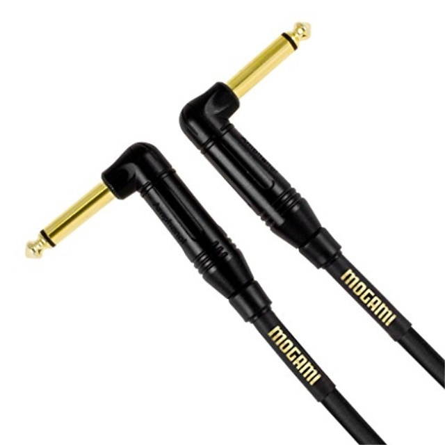 Mogami 6" Gold Instrument Right-Angle to Right-Angle Pedal Cable, 20 AWG