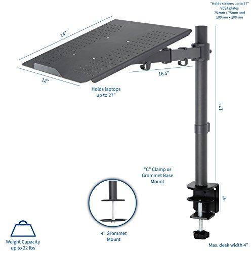 VIVO Single Laptop / Notebook Desk Mount / Stand Fully Adjustable Extension with Clamp (STAND-V001L)