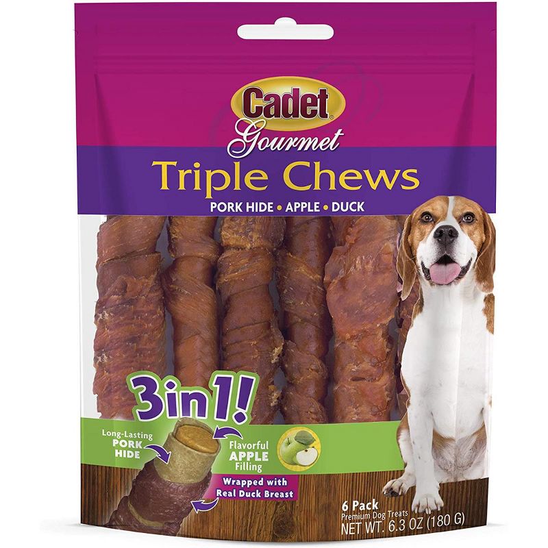 Cadet Pork Hide, Duck & Apple Triple Chews (6 Pack)