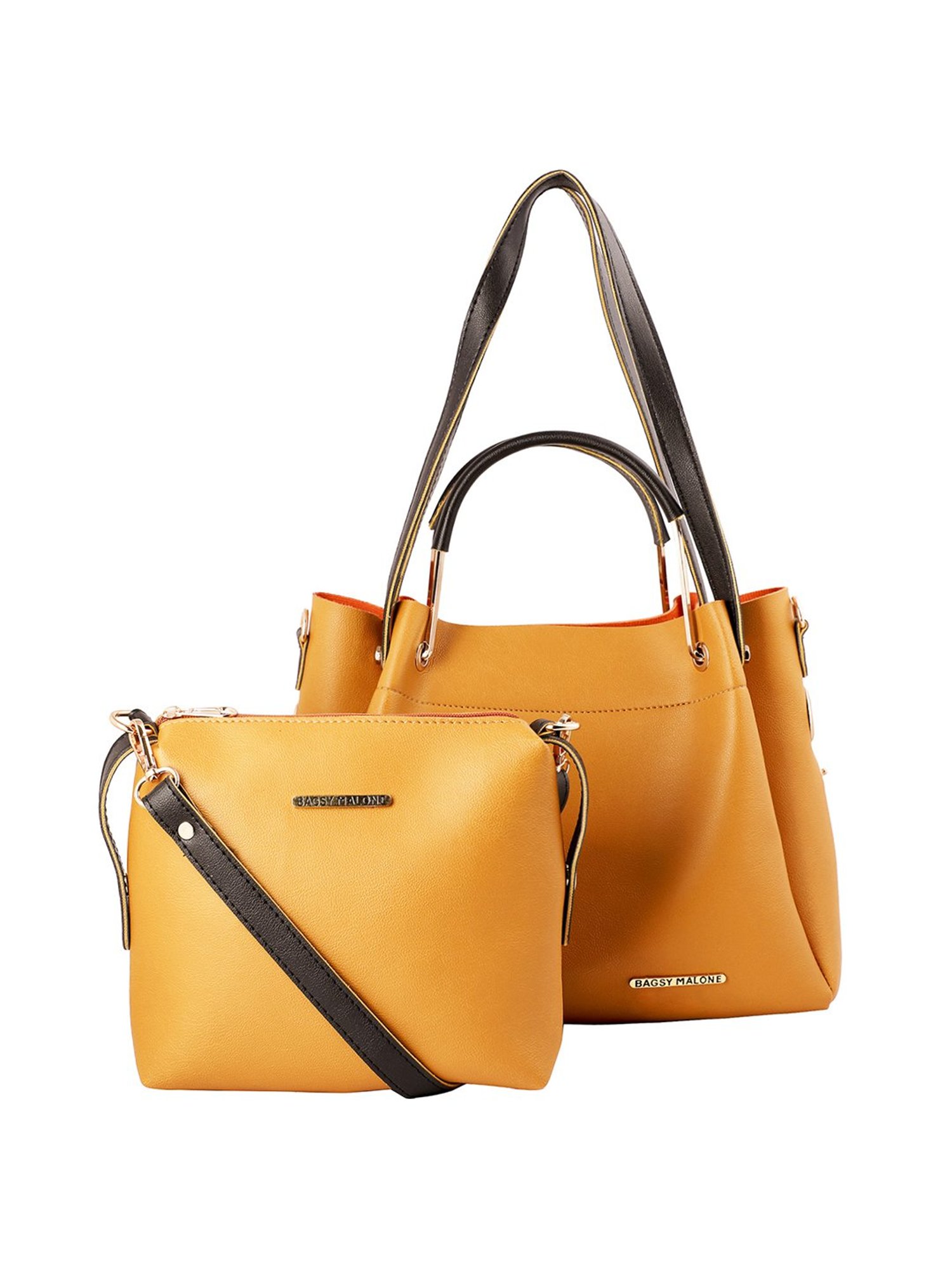 Bagsy Malone Ochre Yellow Shoulder Handbag with Sling Handbag