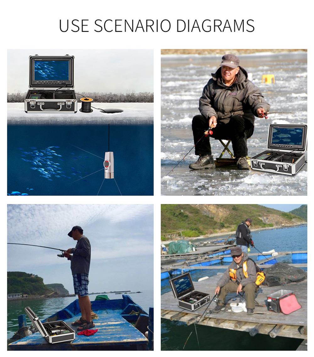 30m Dual lens 9" HD LCD Monitor Fish Finder Underwater Fishing  Recording Video