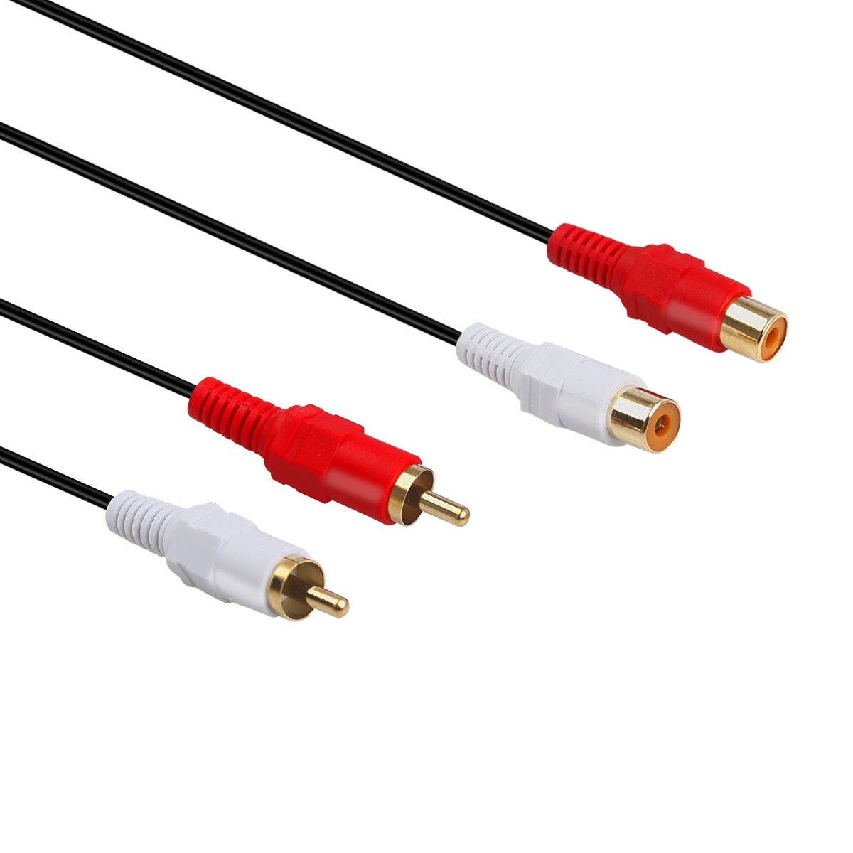 GHWL Gold Plated 2 RCA Male to Female Stereo Audio Extension Cable