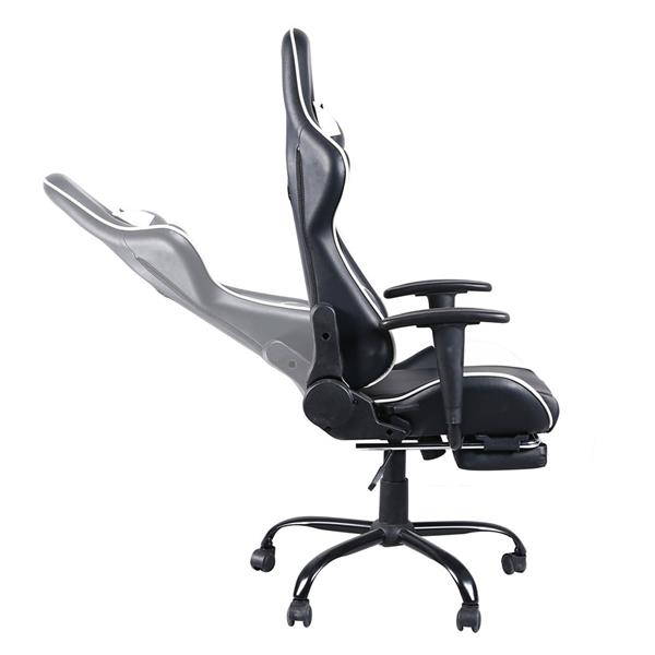 High Back Swivel Chair Racing Gaming Chair Office Chair with Footrest Tier Black & White