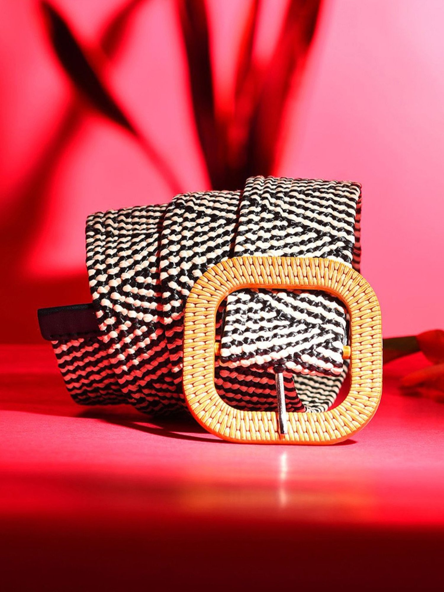 HauteSauce Black Textured Casual Belt for Women