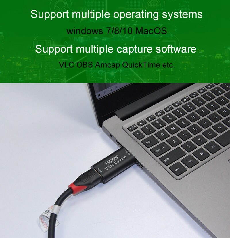 Video Capture Card HDMI 4K 1080P 30fps USB Phone Computer Game TV BOX DVD HD Recorder Capturing Box for PC Live Stream Broadcast