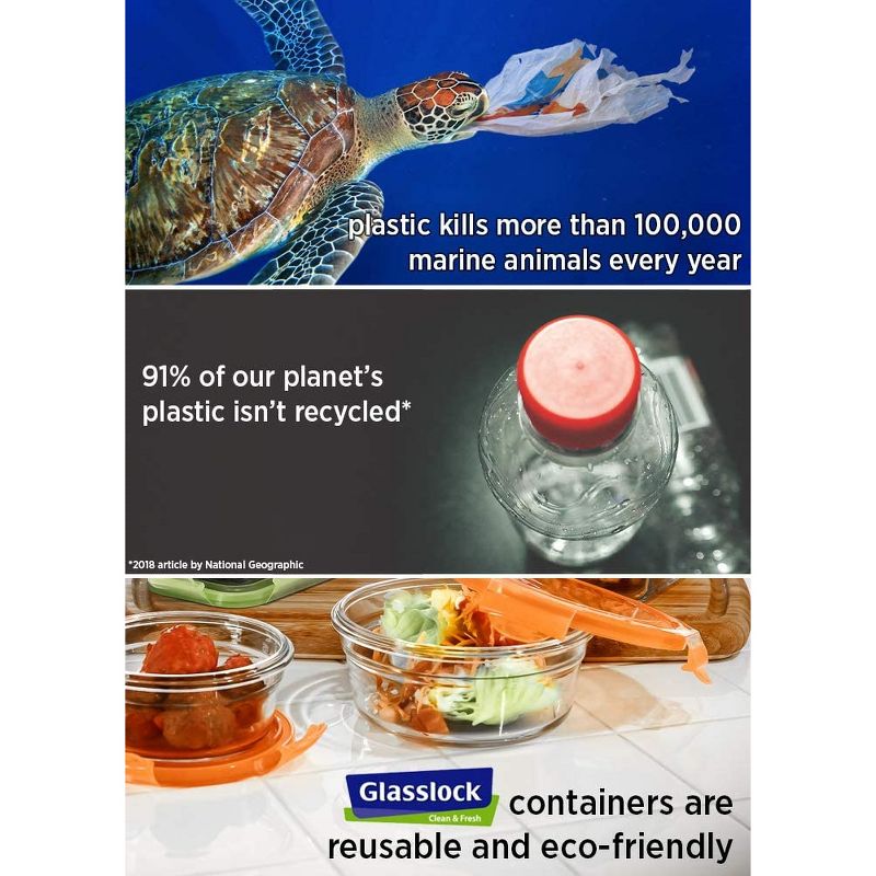 Glasslock Reusable Food Storage Container Set with Locking Lids for Leftovers and Meal Prepping, Oven & Freezer Safe, 10 Piece Set