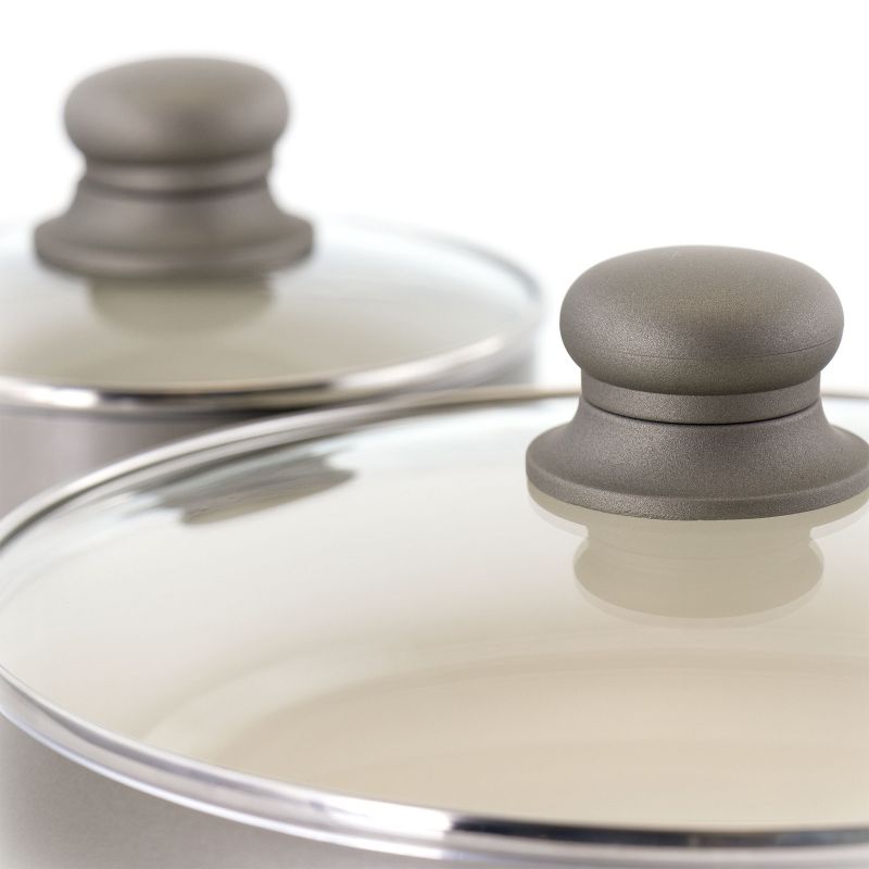 Oster Newcrest 8 Piece Ceramic Nonstick Aluminum Cookware Set with Soft Grip Handles