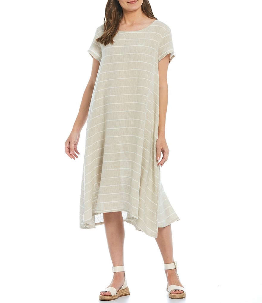 Bryn Walker Winslow Stripe Linen Midi Swing Dress