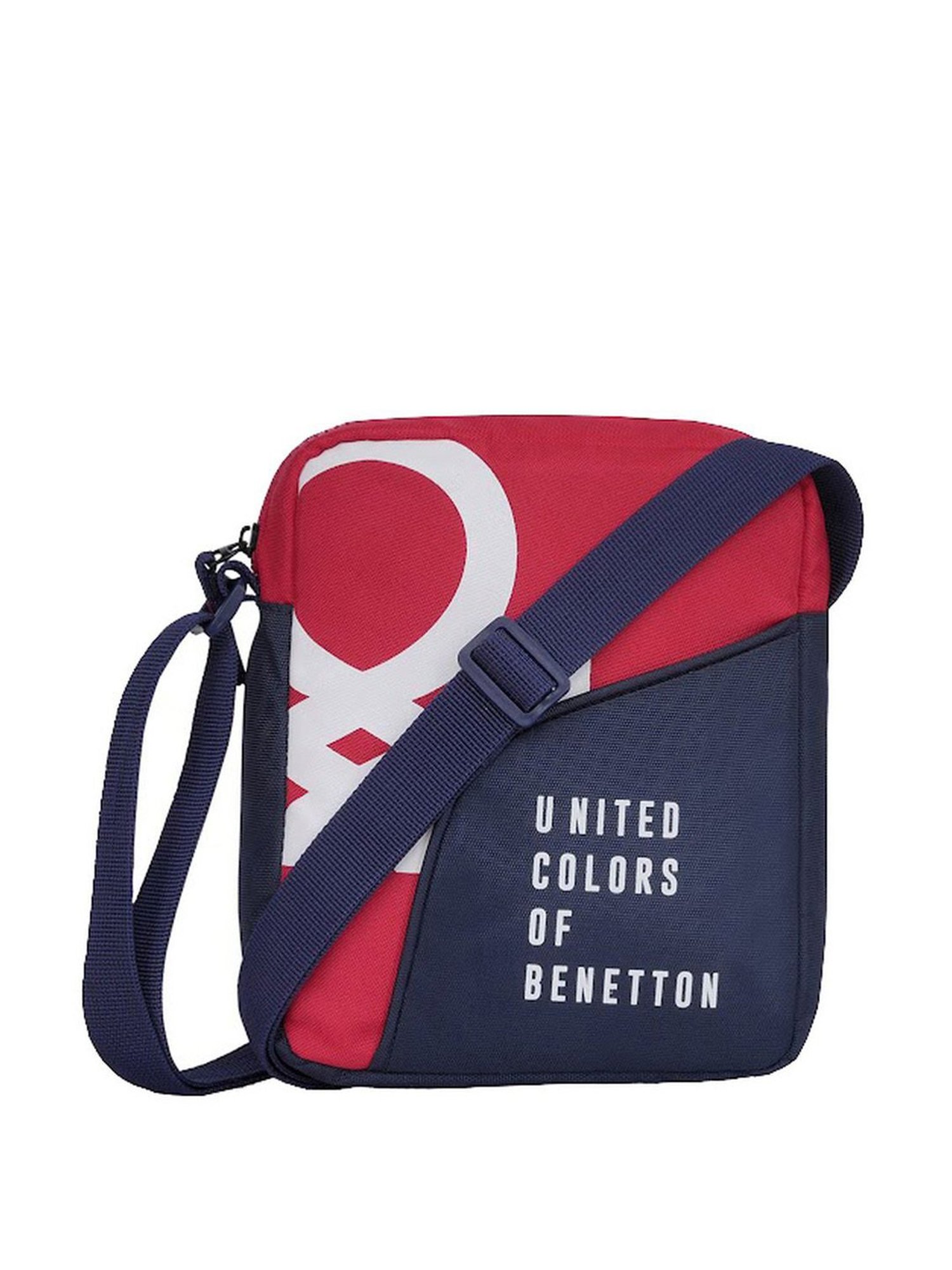 United Colors of Benetton Aquino Red & Navy Polyester Printed Cross Body Bag