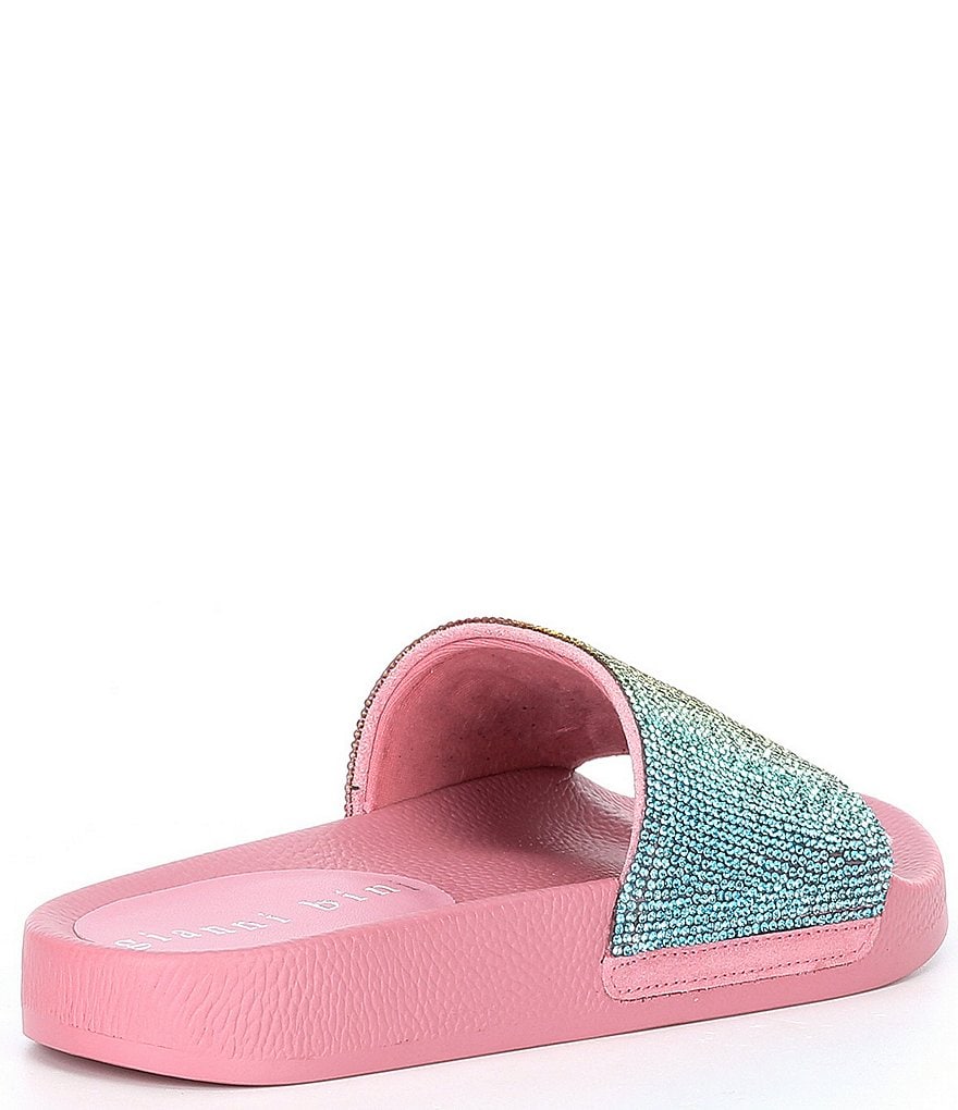 Gianni Bini Fyffer Rainbow Rhinestone Embellished Pool Slides