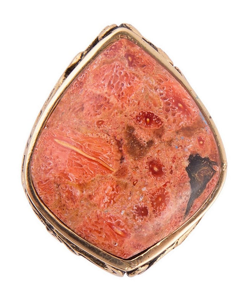 Barse Bronze and Orange Sponge Coral Statement Ring