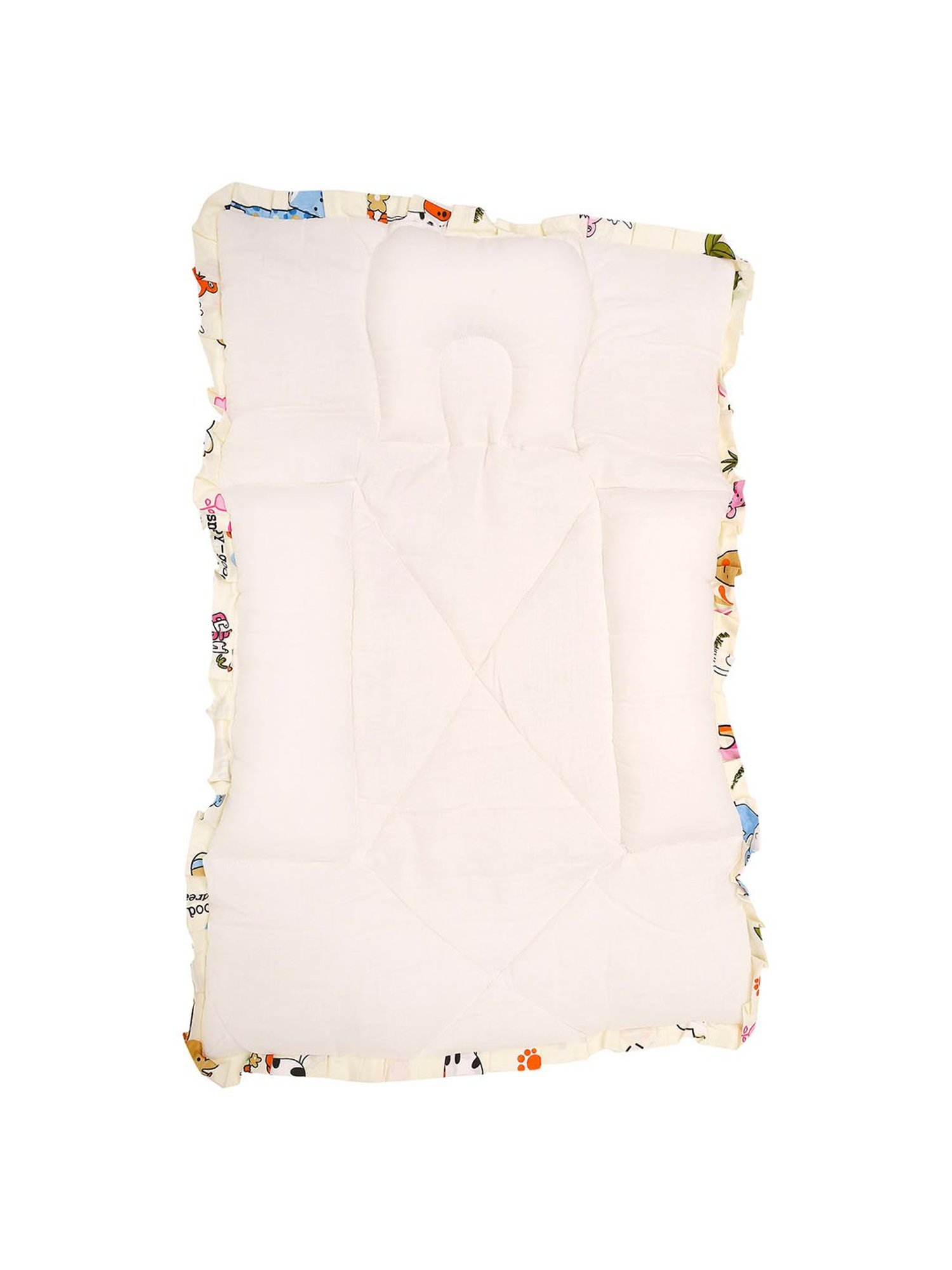 Baby Moo I Love Animals Cream Mattress with Fixed Neck Pillow and Bolsters