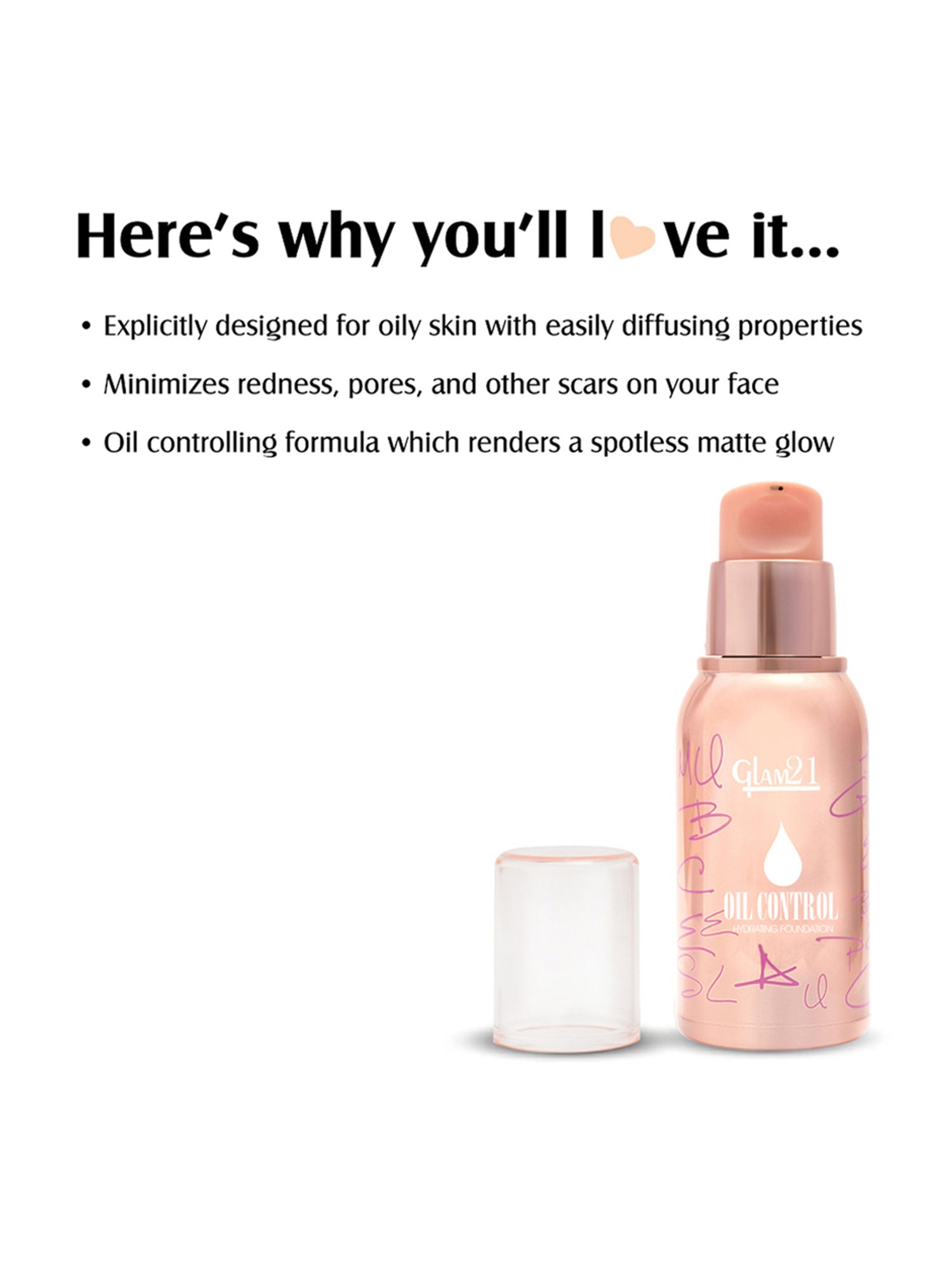 Glam21 Oil Control Hydrating Foundation 02 Warm Beige - 40 gm