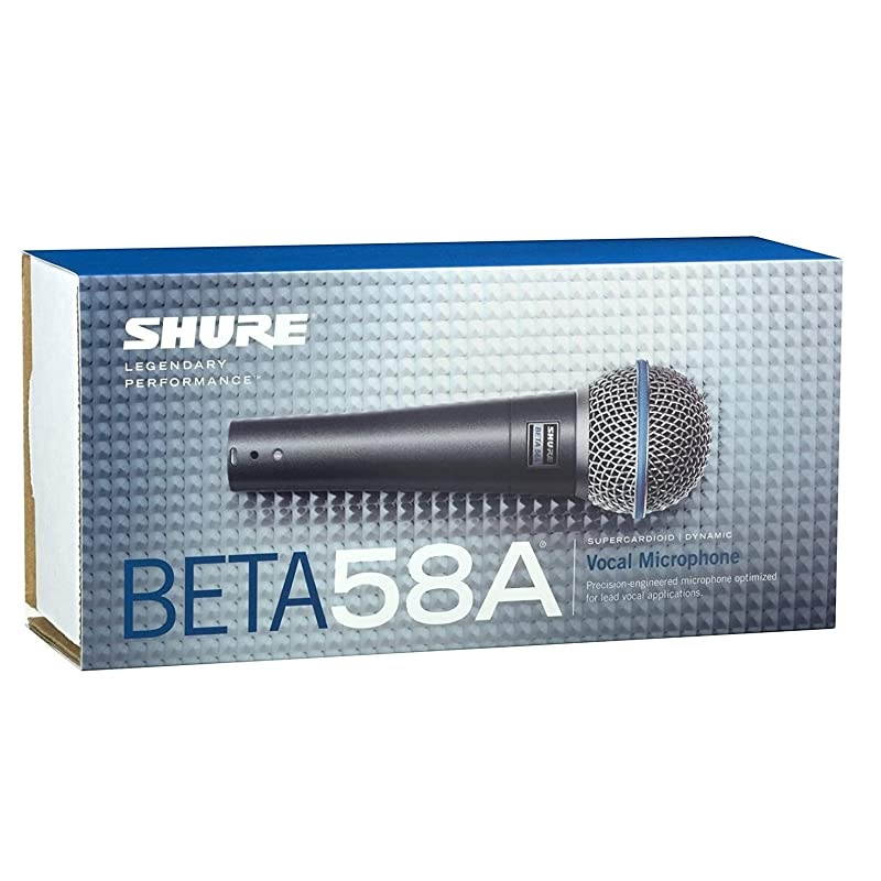 BETA 58A Supercardioid Dynamic Vocal Microphone with A25D Adjustable Stand Adapter, 5/8&rdquo; to 3/8&rdquo; (Euro) Thread Adapter and Storage Bag