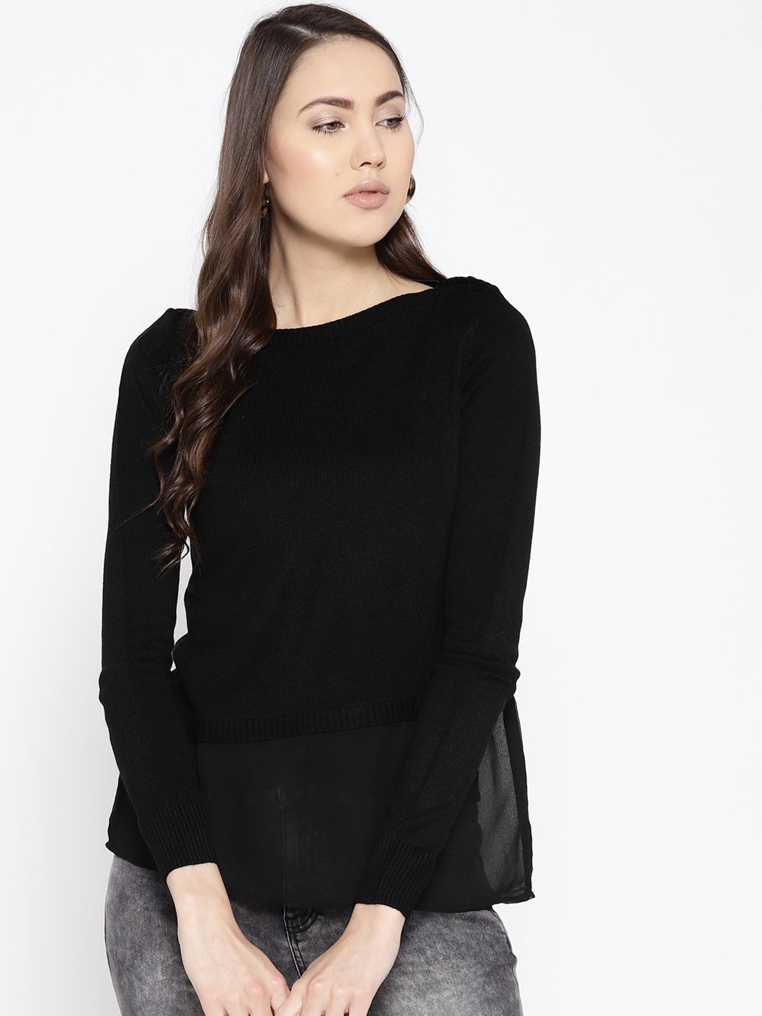 Cayman Black Full Sleeves Sweater