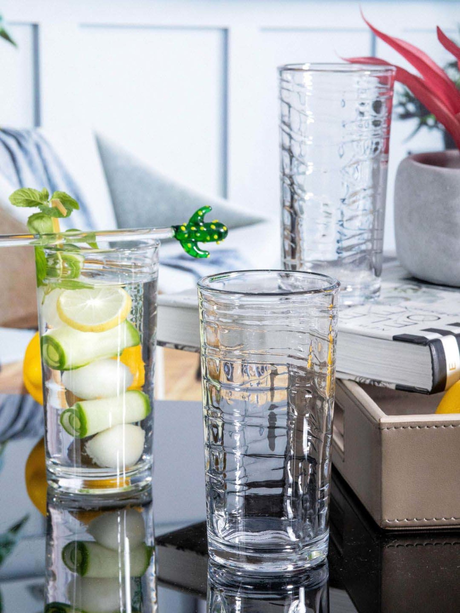 ROXX Tuscany Wave Transparent Glass Tumbler (0.25 L) - Set of 12