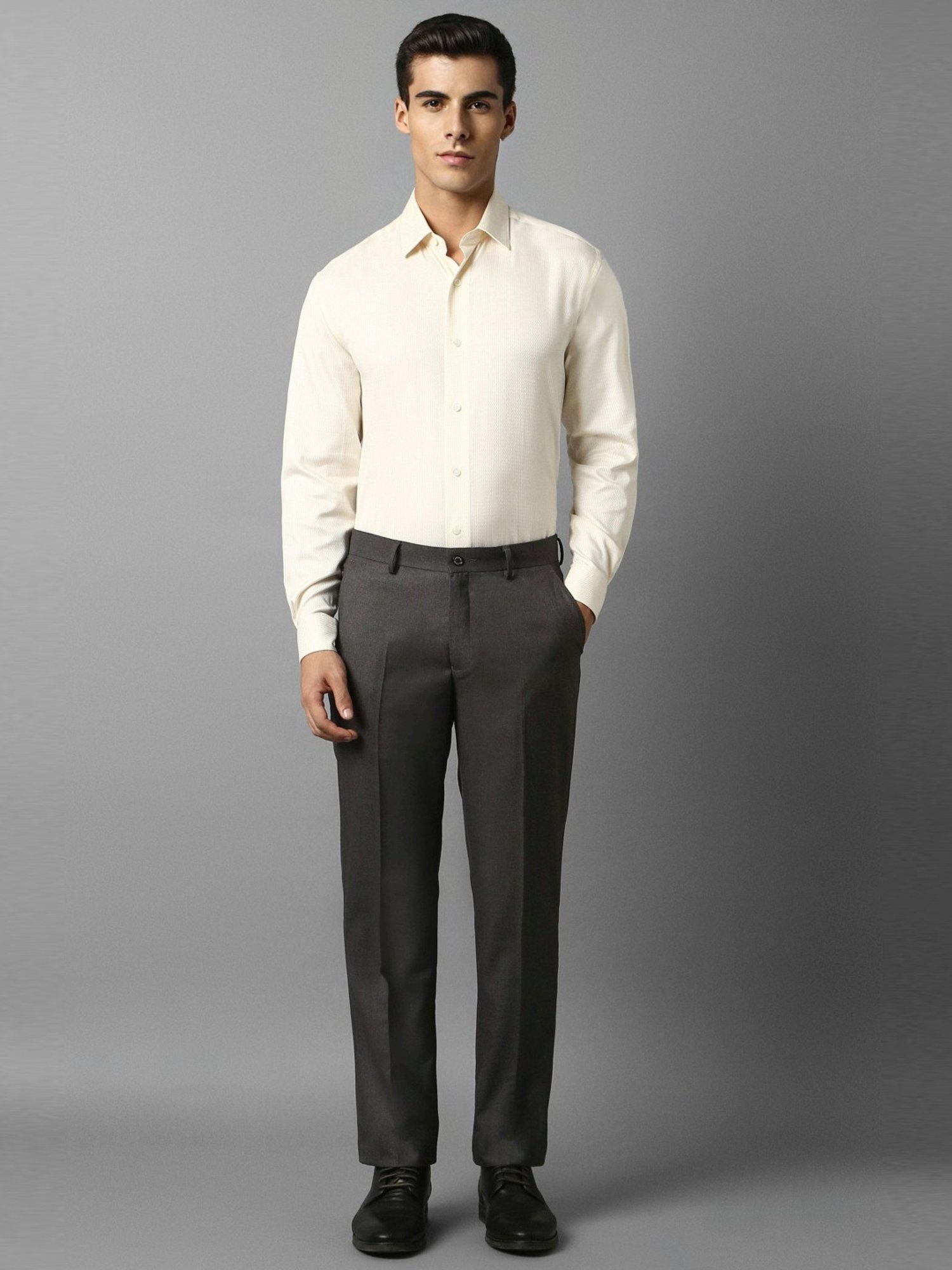 Luxure By Louis Philippe Light Yellow Cotton Regular Fit Shirt