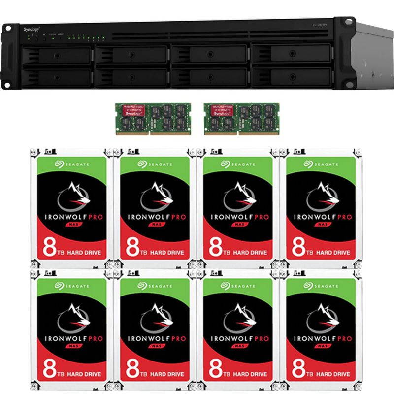 Synology RS1221RP+ RackStation with 16GB RAM and 96TB (8 x 12TB) of Seagate Ironwolf PRO NAS Drives Fully Assembled and Tested By CustomTechSales