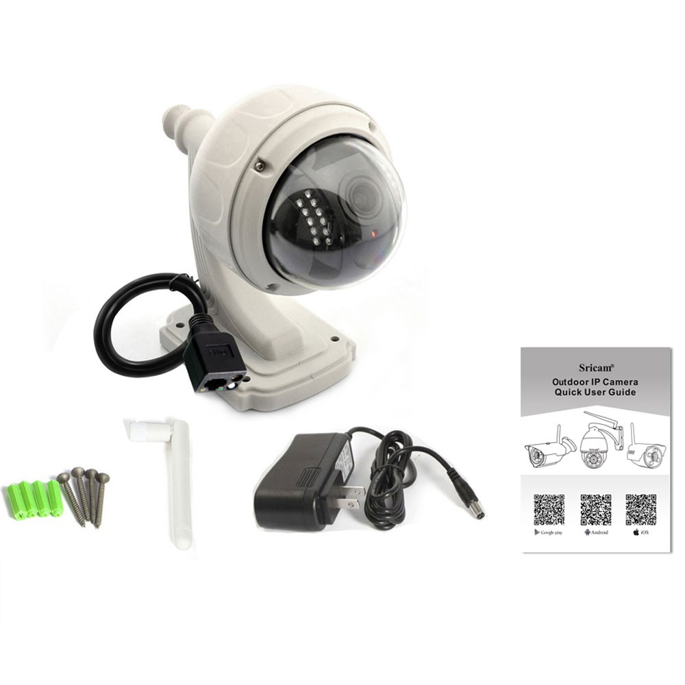 Wireless Sricam CMOS 1.0MP IP Camera with 4mm Lens and Pan-tilt P2P
