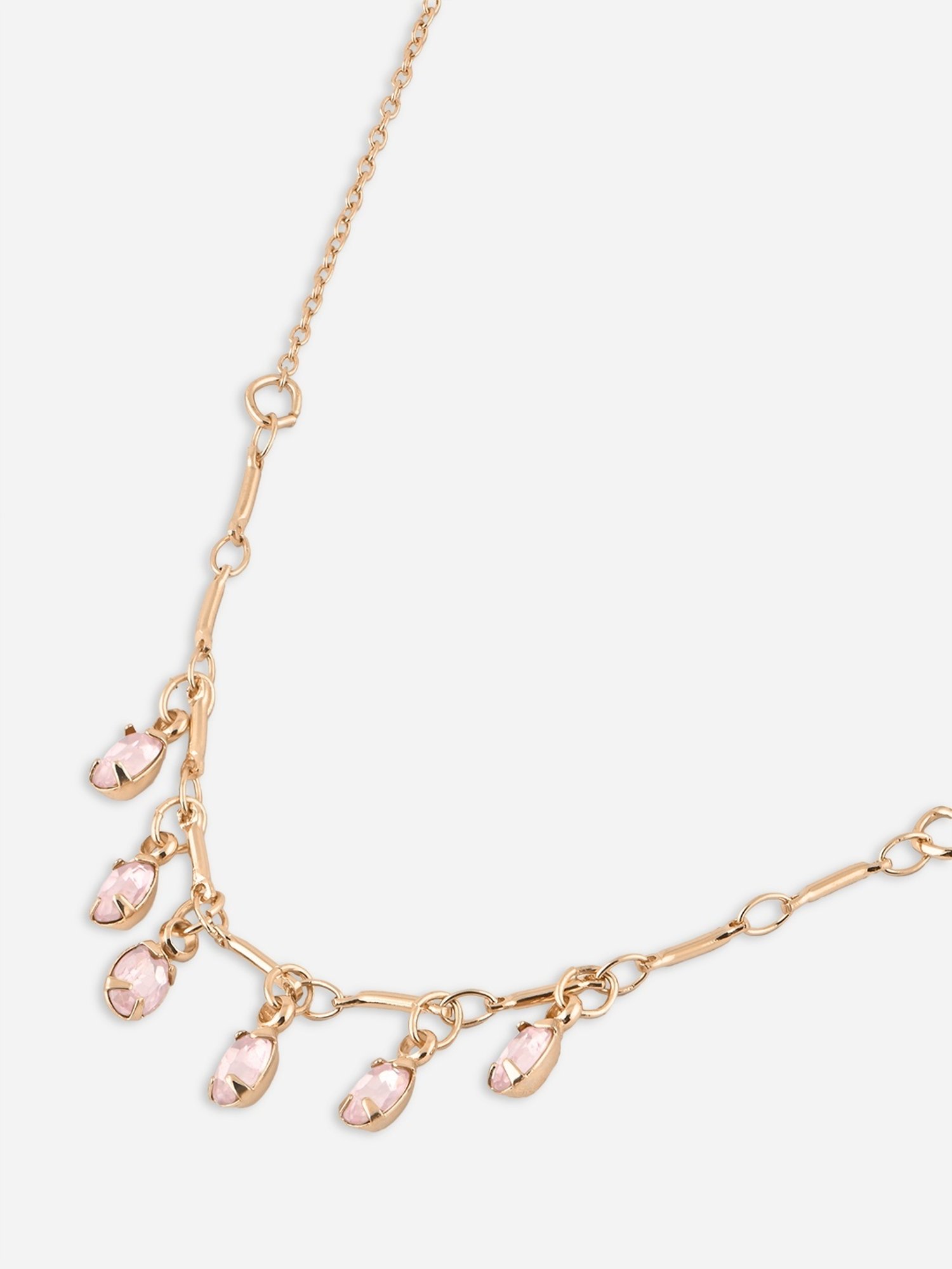 Toniq Gold Pink Multi Charm Crystal Choker Necklace