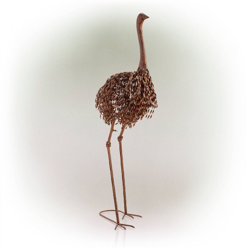 45" x 22" Outdoor Metal Peaking Standing Ostrich Statue Brown - Alpine Corporation
