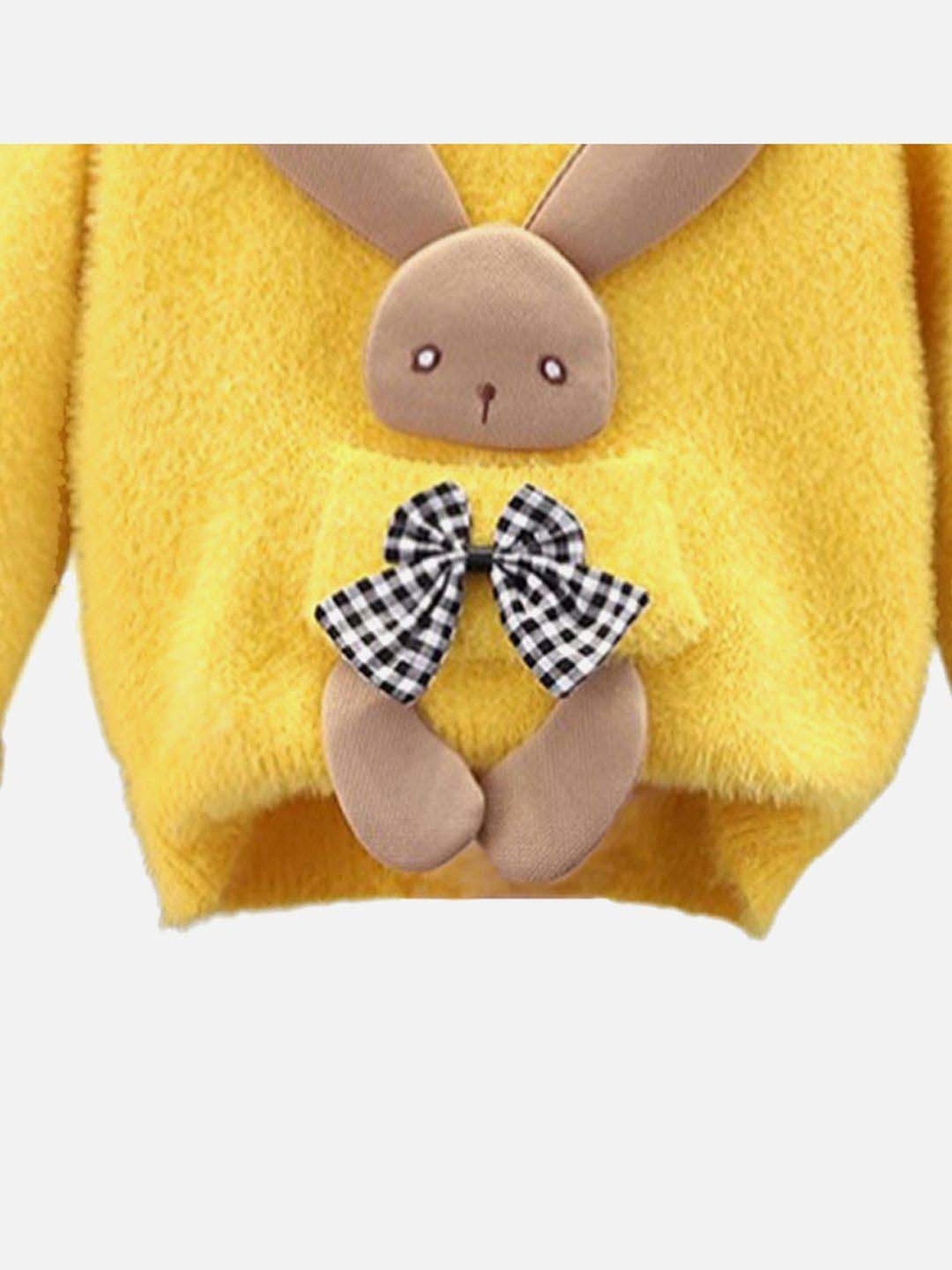 Little Surprise Box 3D Bunny Yellow Applique Full Sleeves Sweater