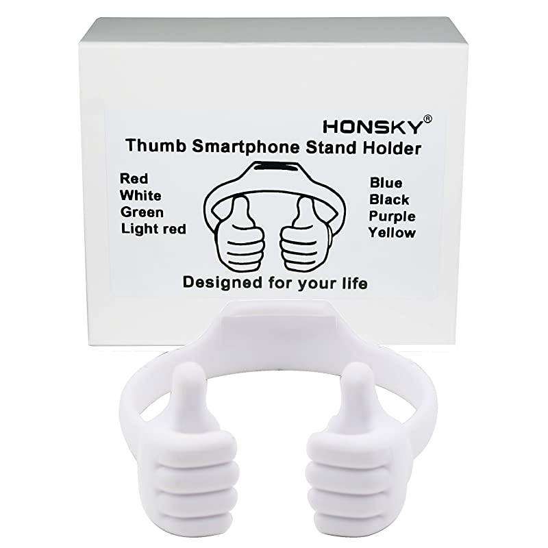 Thumbs-up Cell Phone Stand Holder, Tablet Stand Cradle for Desk Desktop Smartphone Cellphone Mobile Phone Tablets &ndash; Universal Adjustable Flexible, White