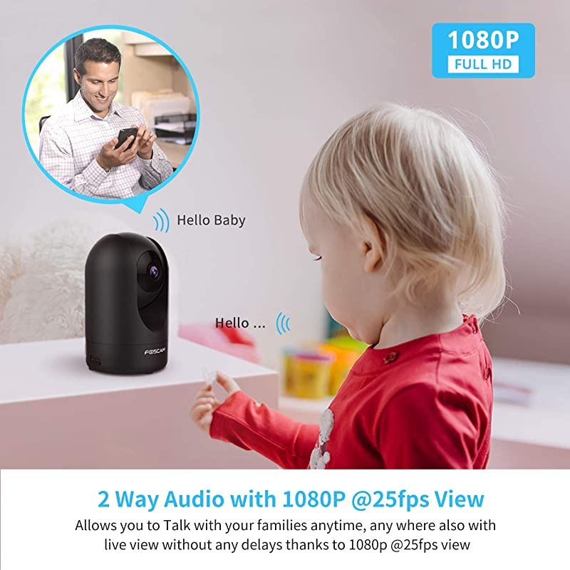 Security Camera WiFi IP Home CameraR2C 1080P HD Baby Monitor Wireless Pet Camera with AI Human Sound Detection Free Cloud 2Way AudioWorks with Alexa PanTilt Night Vision Black