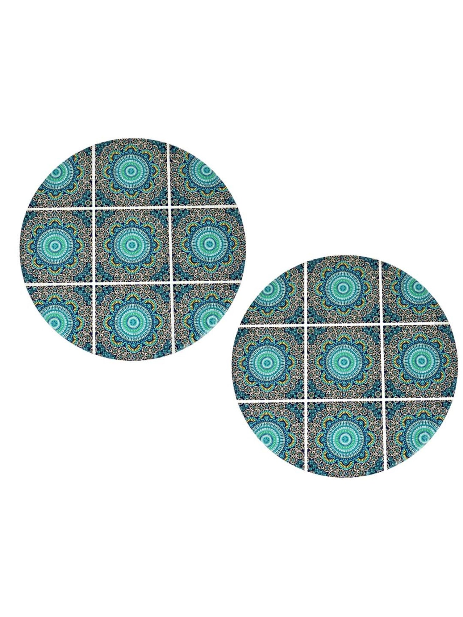 TAYHAA Blue Ceramic Exquisite Printed Coasters - Set of 2