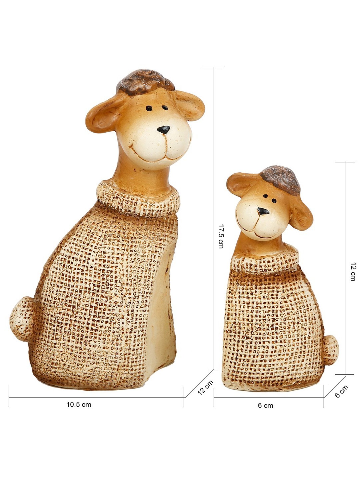 Tayhaa Brown Ceramic Natural Tone Sheep Pair