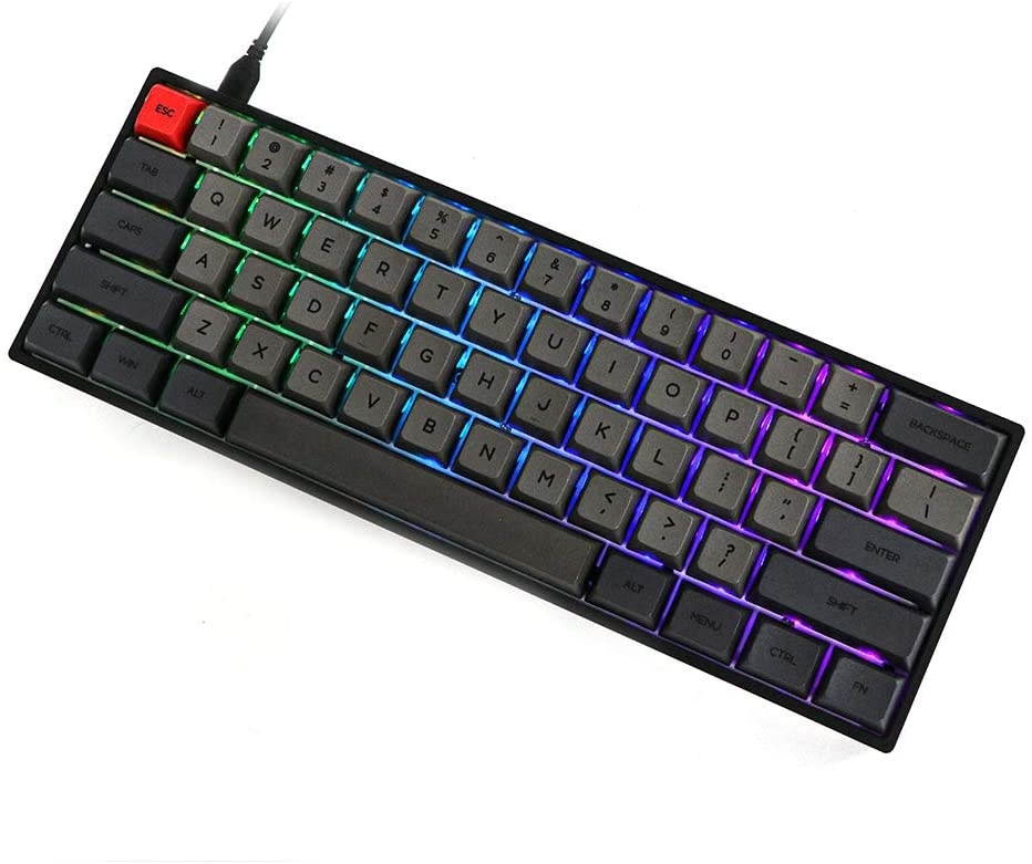EPOMAKER GK61XS 60% RGB Hot Swappable Bluetooth Mechanical Keyboard with Split Spacebar, 1900mAh Battery, Fully Programmable for Gamers (Gateron Red Switch, Grey Black)