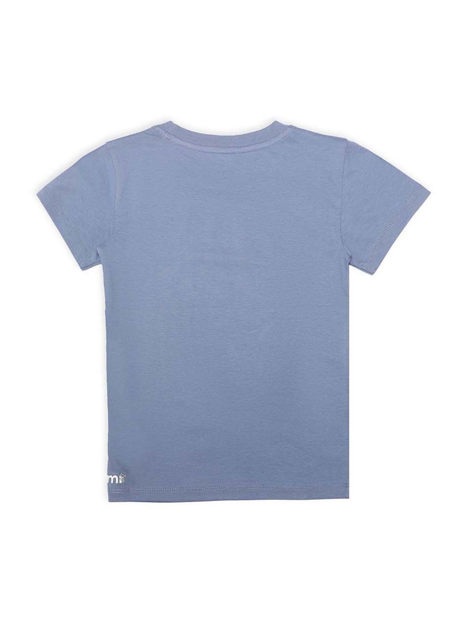 MiArcus Kids Blue & White Cotton Printed T-Shirt