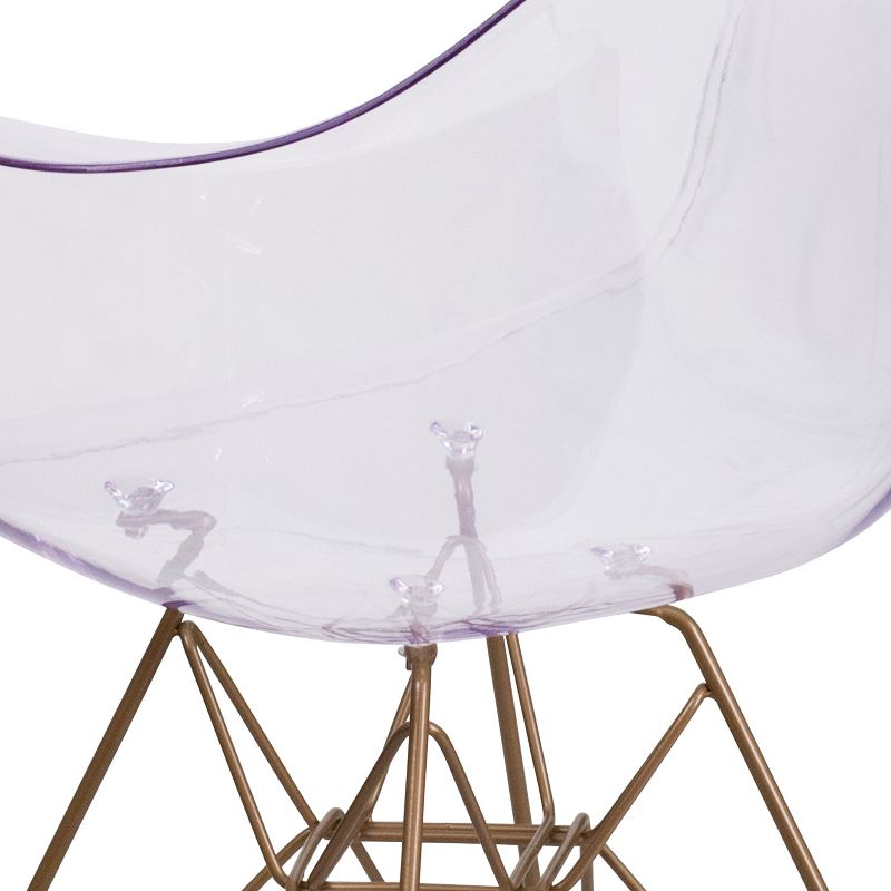 Emma and Oliver Transparent Side Chair with Arms and Gold Base