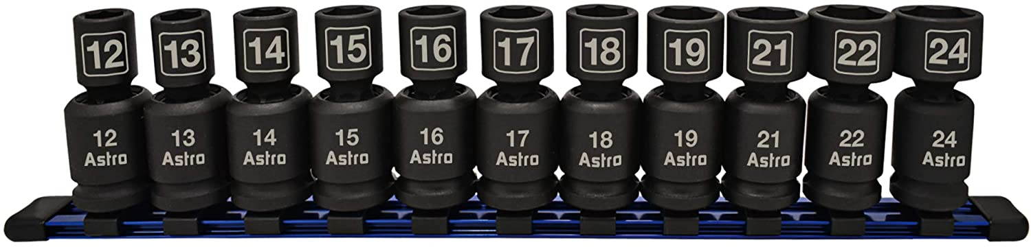 Astro Pneumatic Tool 78244 11Piece 1/2" Drive Nano Pinless Universal Impact Sockets - Metric