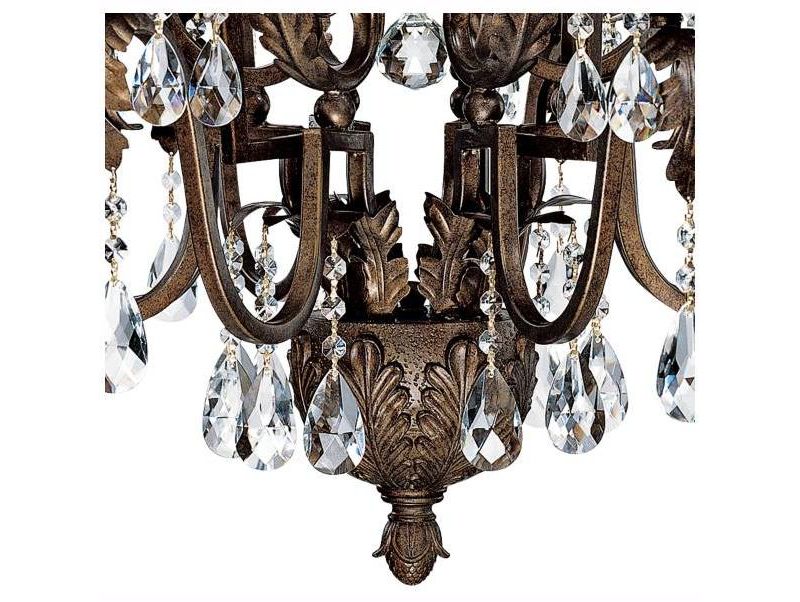 Regency Hill Roman Bronze Large Chandelier 34" Wide Two Tier Iron Leaf Crystal Creme Smoke Glass 12-Light Fixture for Dining Room
