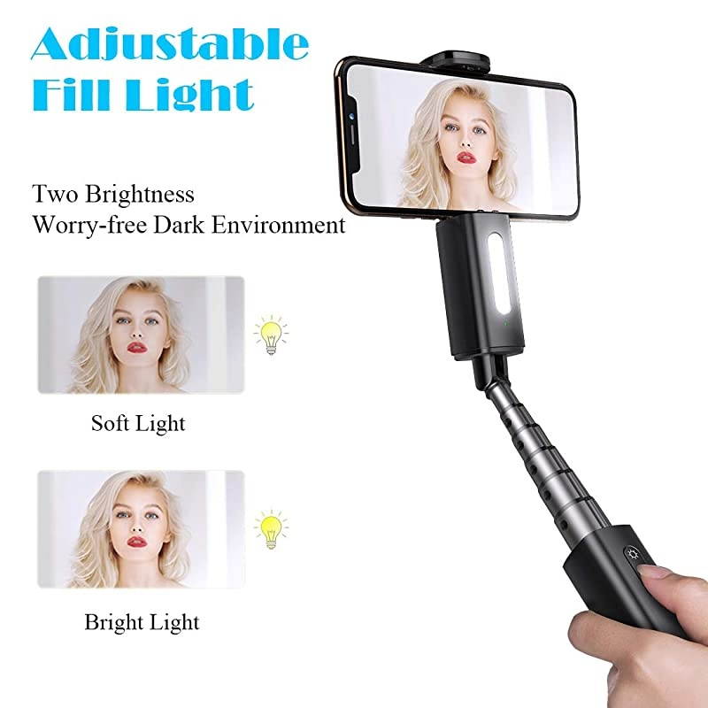 Stick Bluetooth Compact Cell Phone Stick Android Mini Stick with Light Wireless for iPhone 11 Pro Max 6 7 8 Plus Galaxy S8 Plus Note 9 10 and More Black