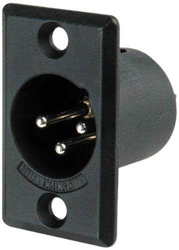 Switchcraft D3MB 3-Pin Male XLR Panel Mount Plug, Black Finish