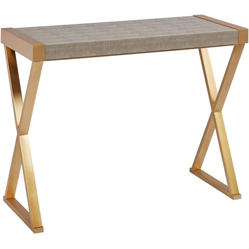 55 Downing Street Sands Point 39" Wide Gray and Gold Console Table