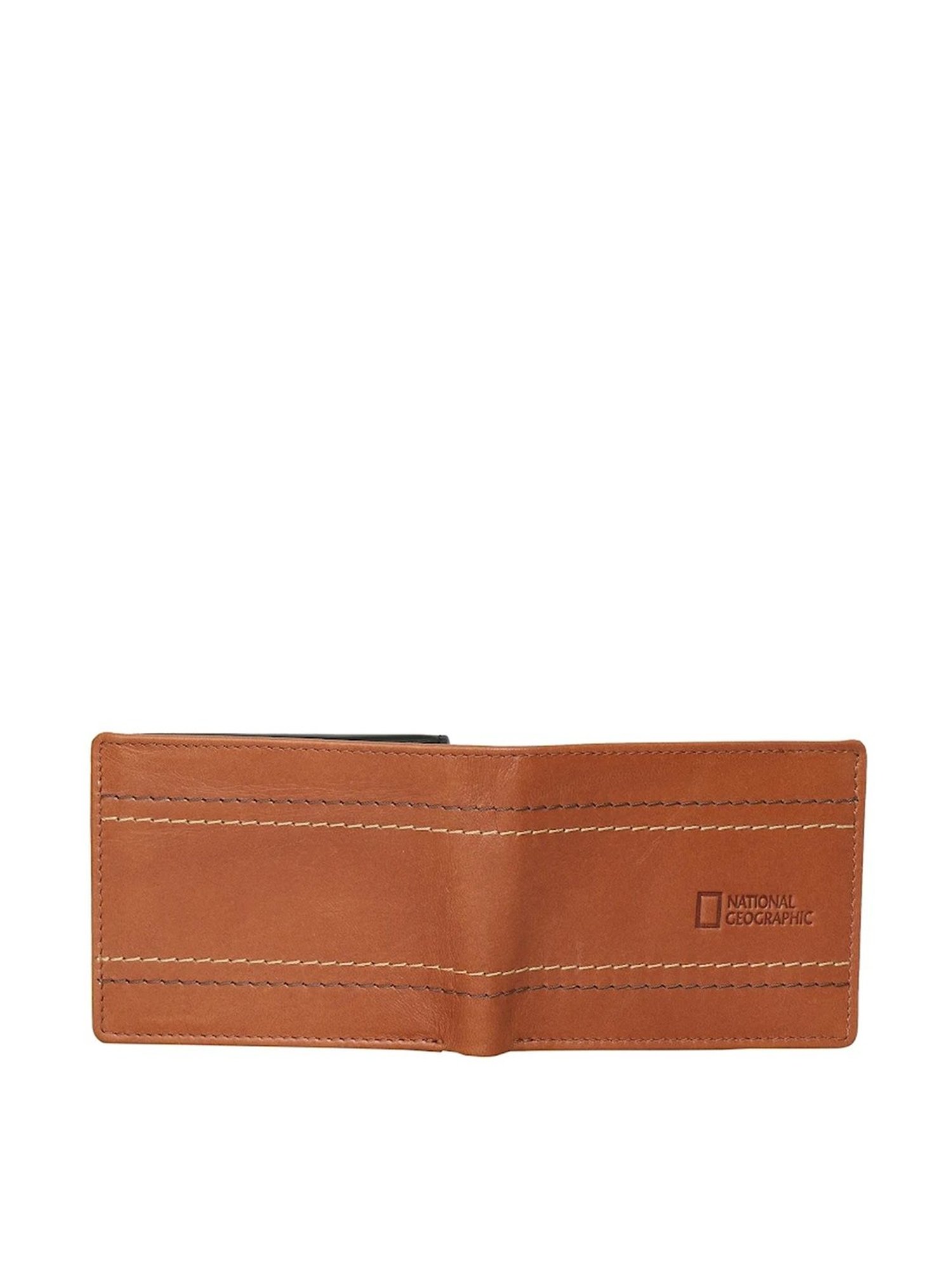 National Geographic Tan Solid Rfid Bi-Fold Wallet for Men