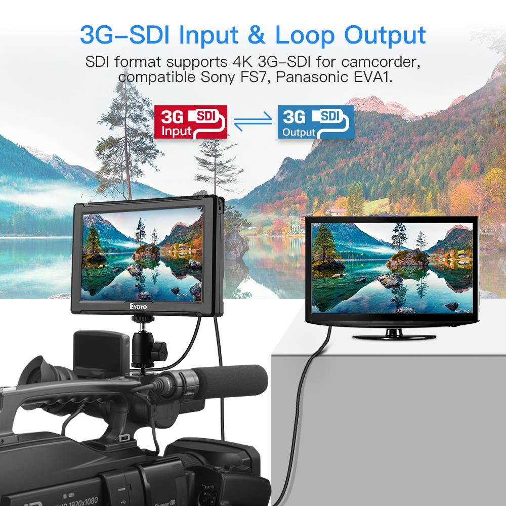 Eyoyo E7S PRO 3G SDI 4K HDMI 7" 1920*1200 Camera Field DSLR Monitor Ultra-thin