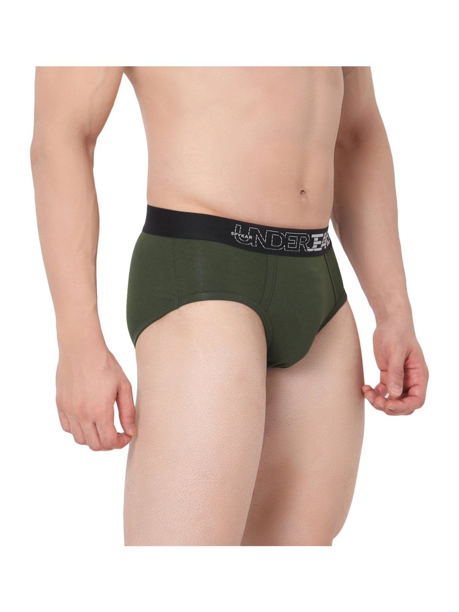UnderJeans by Spykar Olive Green Cotton Briefs