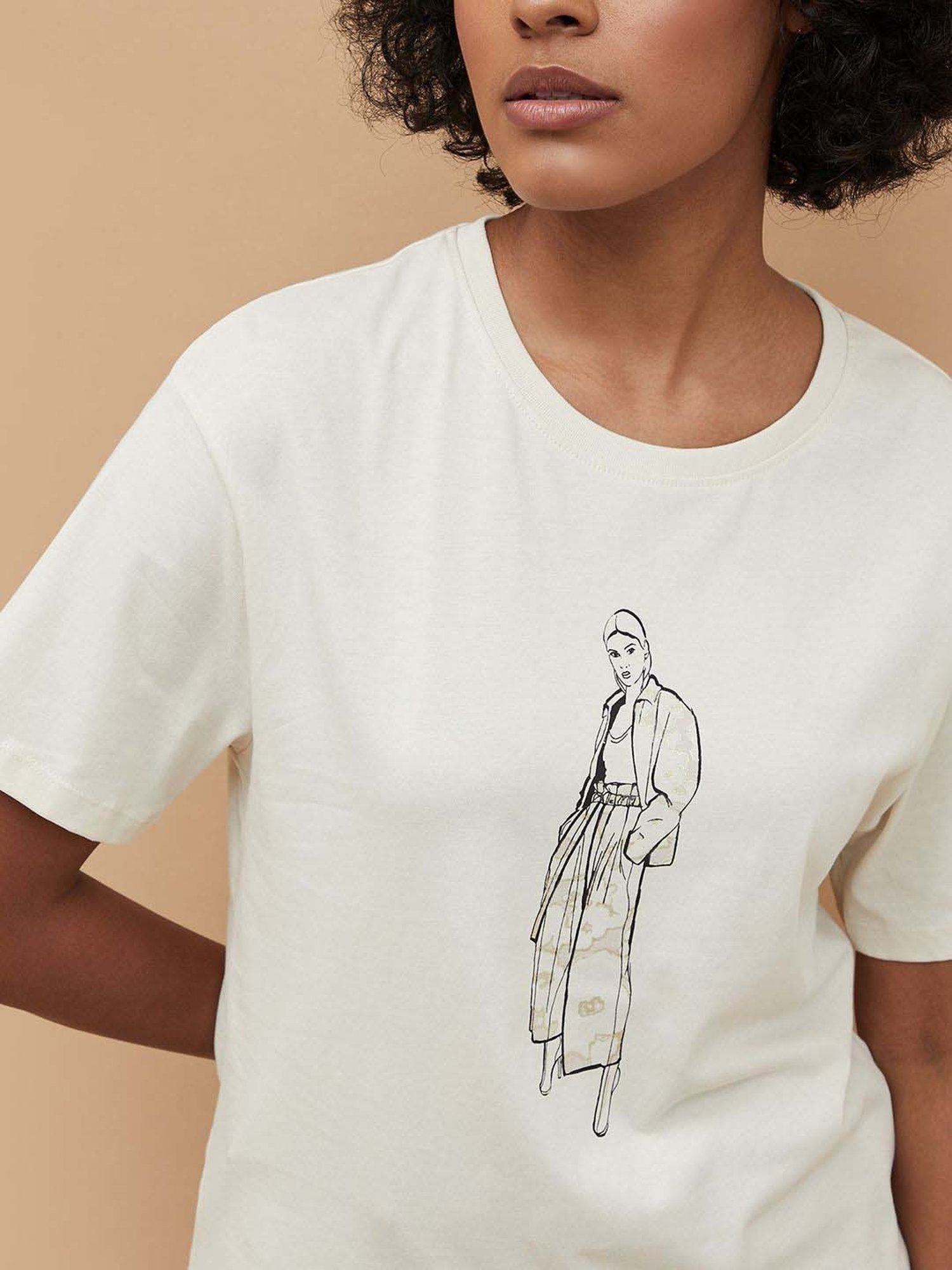 Fame Forever by Lifestyle Off-White Cotton Printed T-Shirt