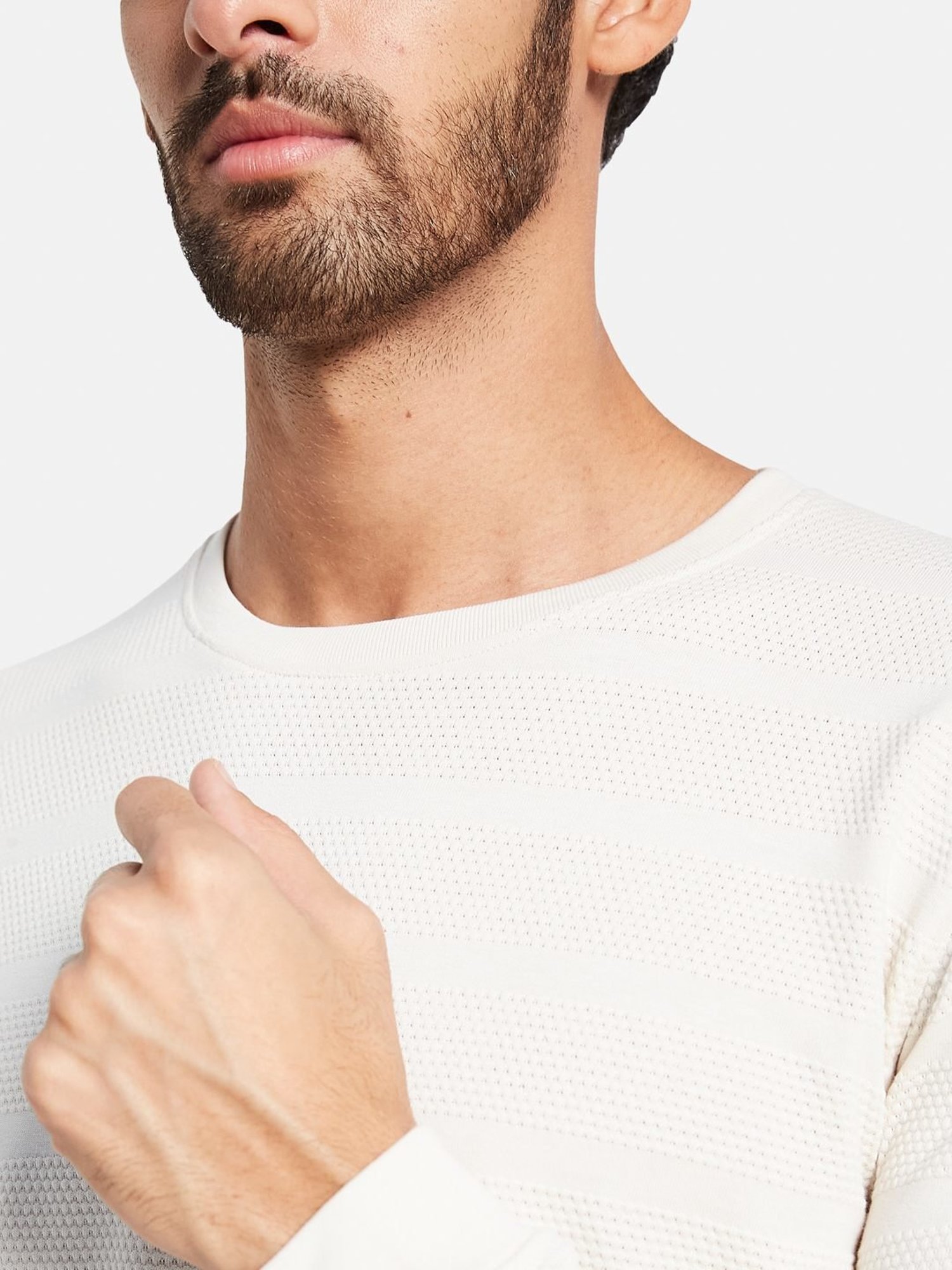 METTLE Cream Cotton Regular Fit T-Shirt