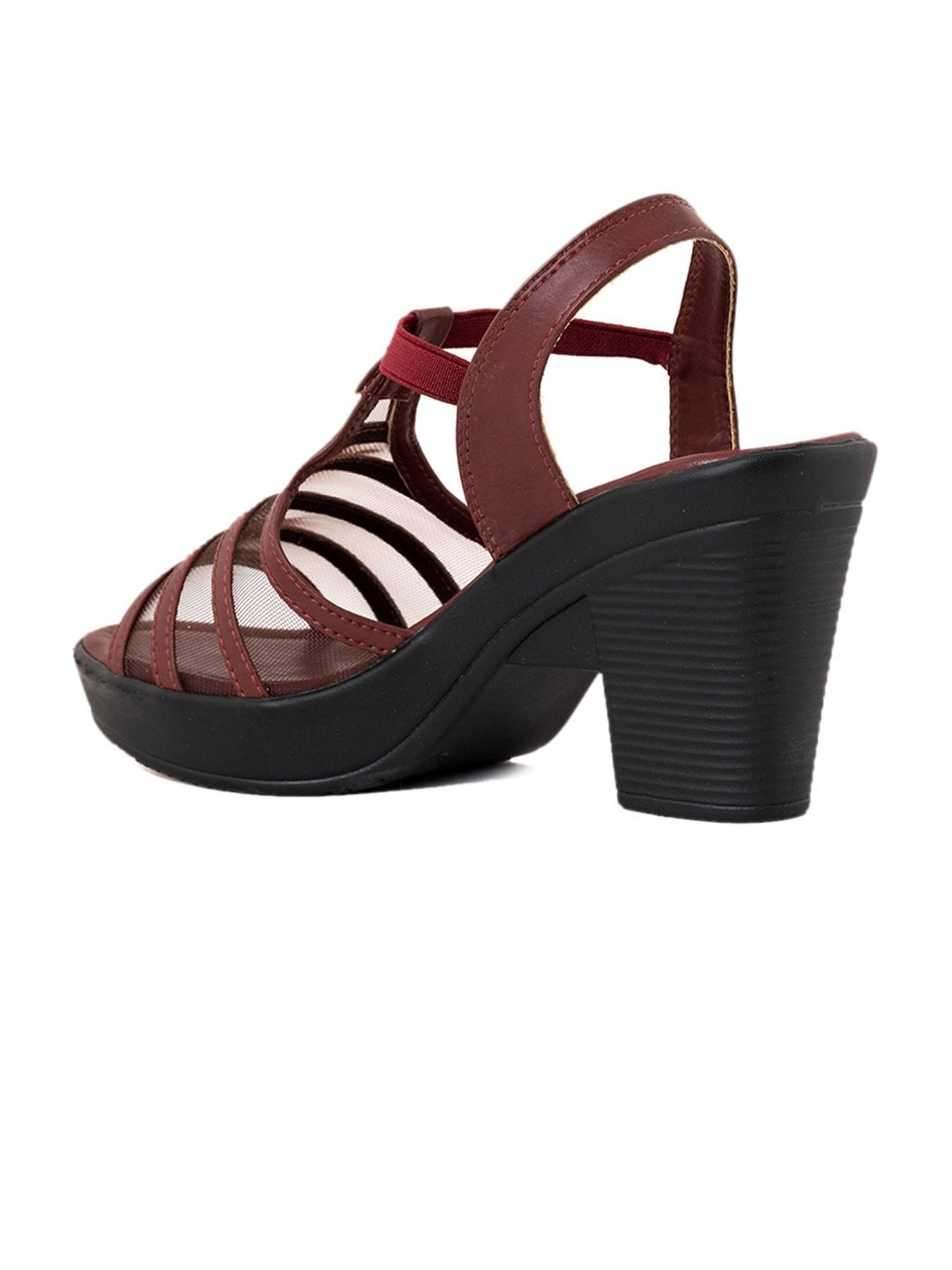 Khadim Women's Maroon Ankle Strap Sandals